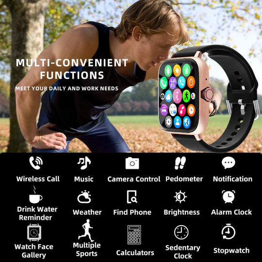 Smart Watch 1.83'' Waterproof with Message Answer Call Sleep Monitoring Sports Pedometer Information Alerts For iPhone Android