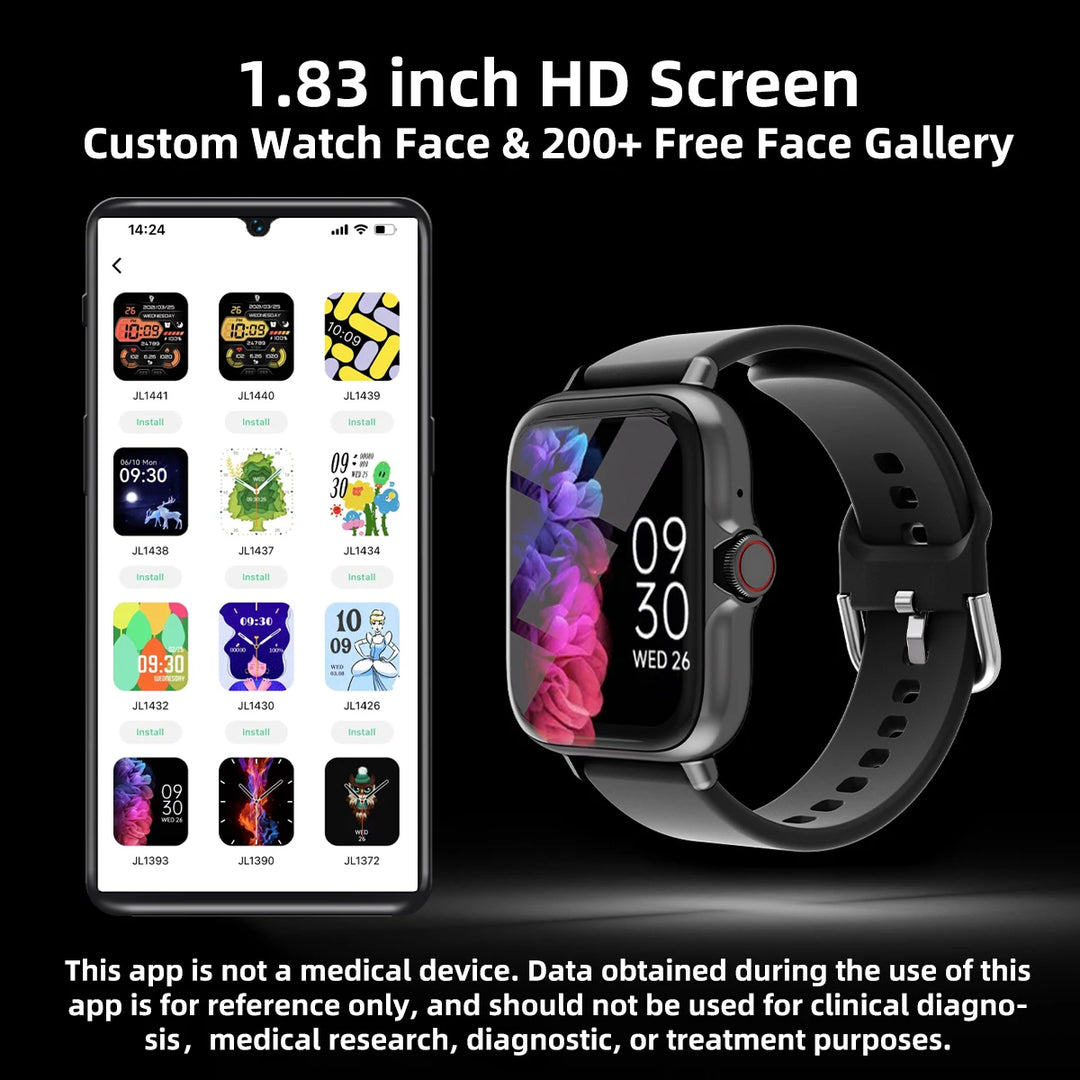 Smart Watch 1.83'' Waterproof with Message Answer Call Sleep Monitoring Sports Pedometer Information Alerts For iPhone Android