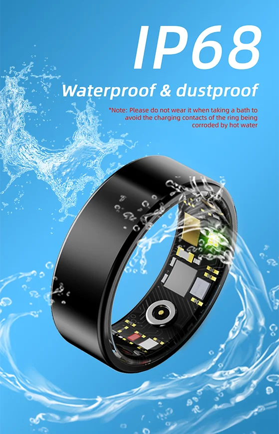 Smart Ring Heart Monitor IP68 Waterproof Multi-Sport Fitness Tracker