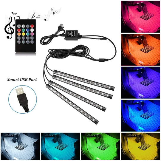 Neon LED Car Interior Ambient Foot Strip Light Kit Accessories Backlight Remote App Music Control Auto RGB Decorative Lamps