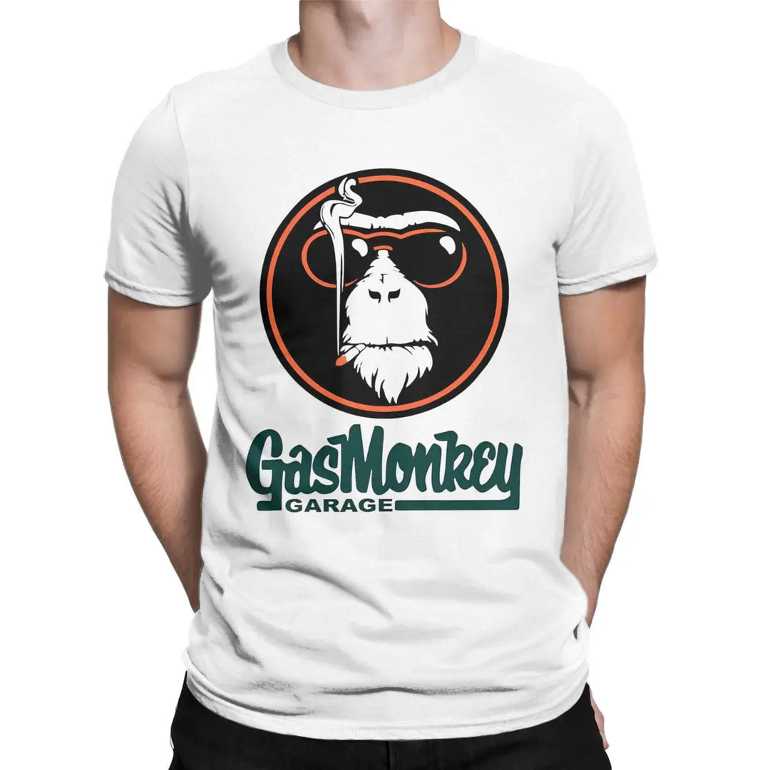 Funny Gas Monkeys  Garages T-Shirts for Men Gorilla Vintage 100% Cotton Tees Crew Neck Short Sleeve T Shirt Gift Idea merch