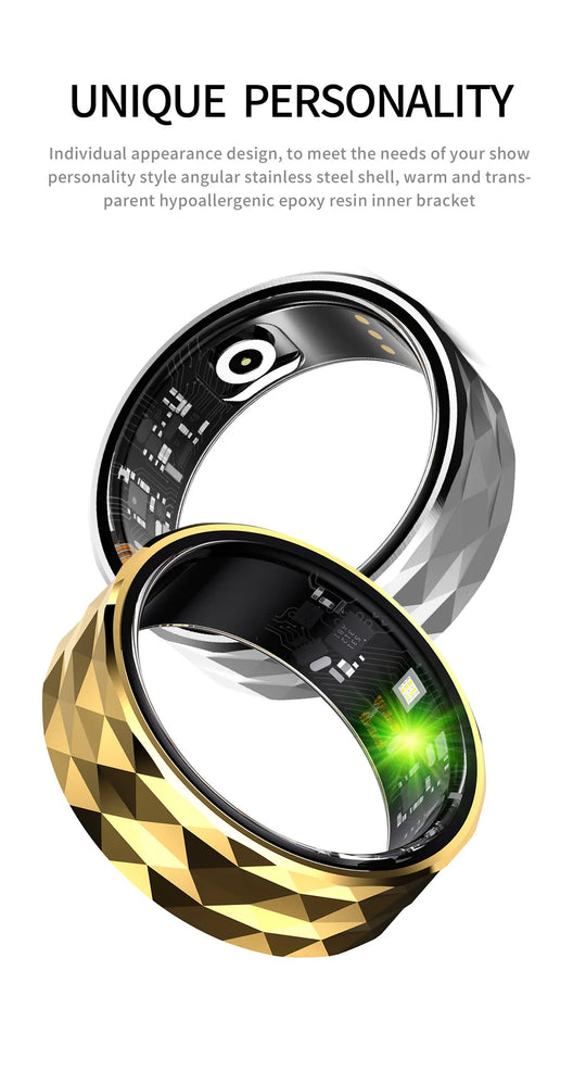 New R12M Men Smart Ring Heart Rate Monitor Eye Catching Design for Sports and Fitness Tracker