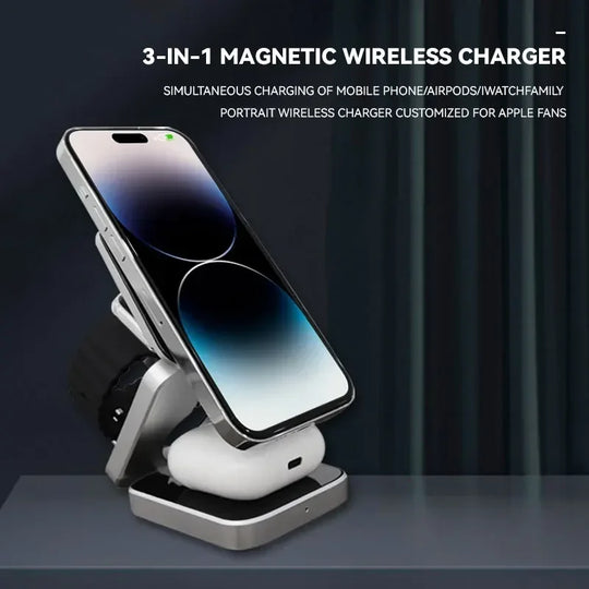 30W Magnetic Wireless Charger Stand for  Airpods Samsung Watch 6 5 iWatch 8 7 Fast Charging Station