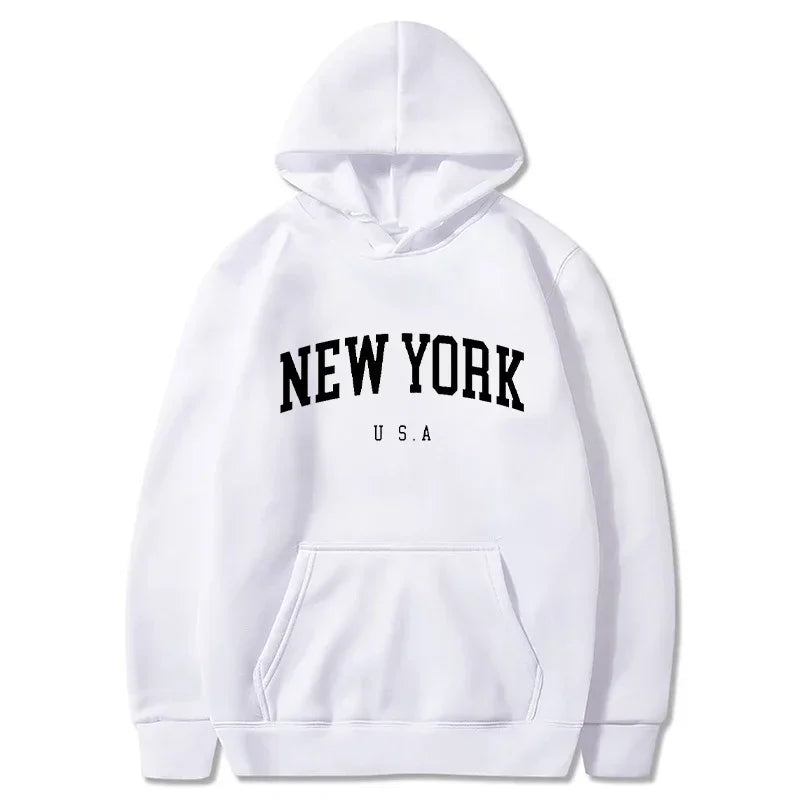 Fashionable New York City Hoodie Unisex Casual Sportswear Loose Pullover  with Eye-Catching Printed Graphic