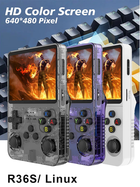 R35s Plus R36S Retro Handheld Video Game Console Linux System 3.5 Inch IPS Screen Portable Pocket Video Player 64GB 128GB Games