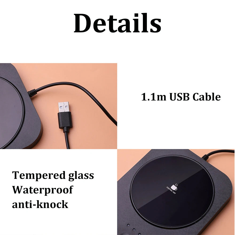 USB Charge Electric Coffee Warmer 55° Constant Temperature C Elegant Short Design