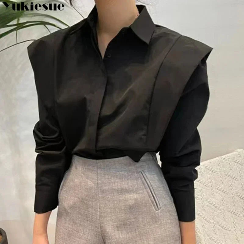 Women's Office Party Fashion Design Long Sleeve Blouse Eye Catching Women Top for Business Casual Events