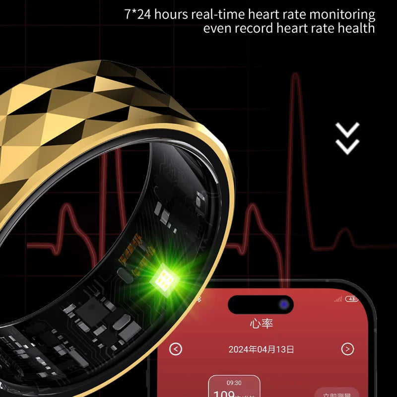 New R12M Men Smart Ring Heart Rate Monitor Eye Catching Design for Sports and Fitness Tracker